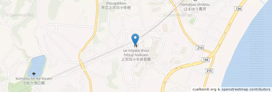 Mapa de ubicacion de 上宮田小羊保育園 en 日本, 神奈川県, 三浦市.