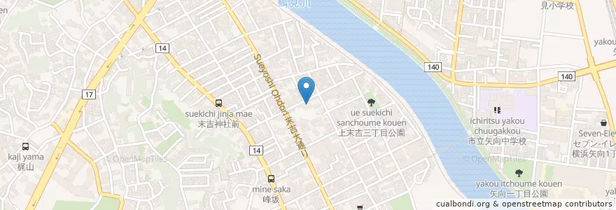 Mapa de ubicacion de 上末吉白百合保育園 en Japonya, 神奈川県, 横浜市, 鶴見区.
