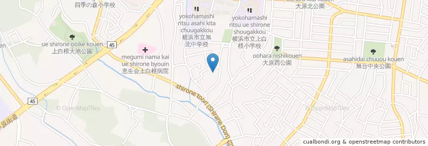 Mapa de ubicacion de 上白根幼稚園 en ژاپن, 神奈川県, 横浜市, 旭区.