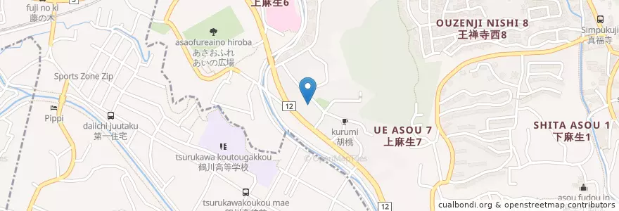 Mapa de ubicacion de 上麻生保育園 en ژاپن, 川崎市, 町田市, 麻生区.