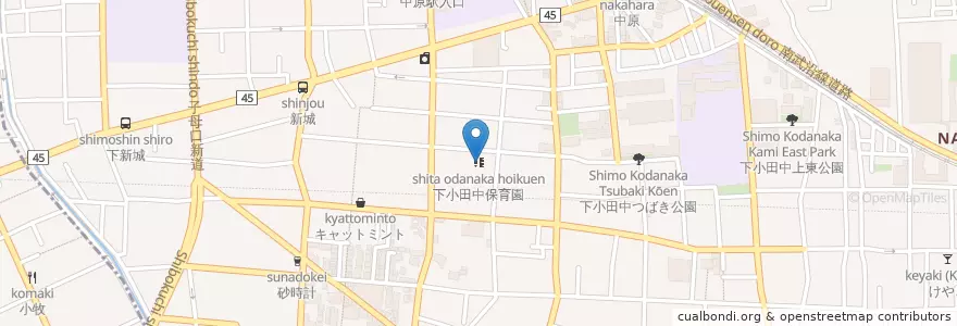 Mapa de ubicacion de 下小田中保育園 en 일본, 가나가와현, 川崎市, 中原区.