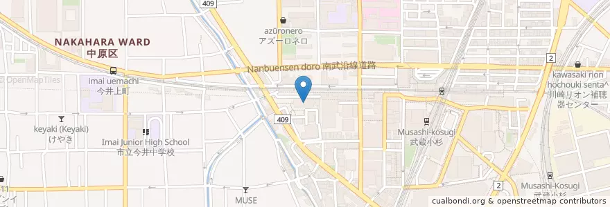 Mapa de ubicacion de 中原区役所 en Japan, Präfektur Kanagawa, 川崎市, 中原区.