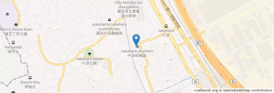 Mapa de ubicacion de 中原幼稚園 en Japan, Kanagawa Prefecture, Yokohama, Isogo Ward.