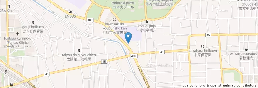 Mapa de ubicacion de 中原警察署小杉交番 en 日本, 神奈川県, 川崎市, 中原区.