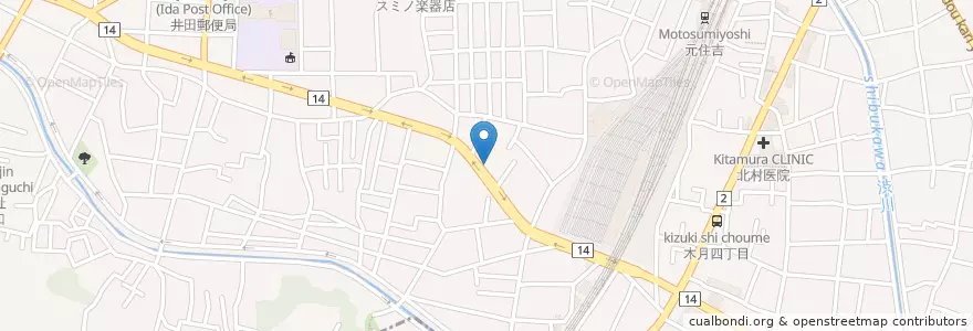 Mapa de ubicacion de 中原警察署木月三丁目交番 en اليابان, كاناغاوا, 川崎市, 中原区.