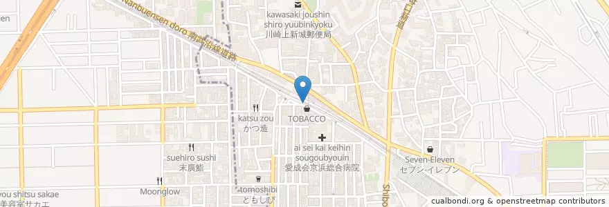 Mapa de ubicacion de 中原警察署武蔵新城駅前交番 en 일본, 가나가와현, 川崎市, 中原区.