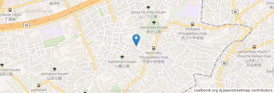 Mapa de ubicacion de 中村愛児園 en 일본, 가나가와현, 요코하마시, 南区, 中区.