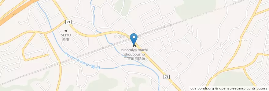 Mapa de ubicacion de 二宮町消防本部 en 일본, 가나가와현, 中郡, 二宮町.