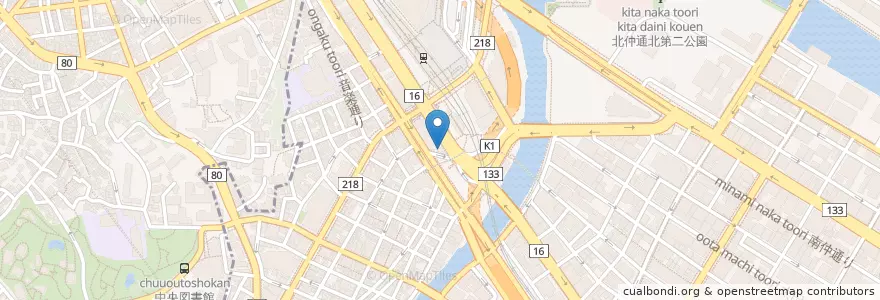 Mapa de ubicacion de 伊勢佐木警察署桜木町駅前交番 en Japon, Préfecture De Kanagawa, 横浜市, 中区, 西区.