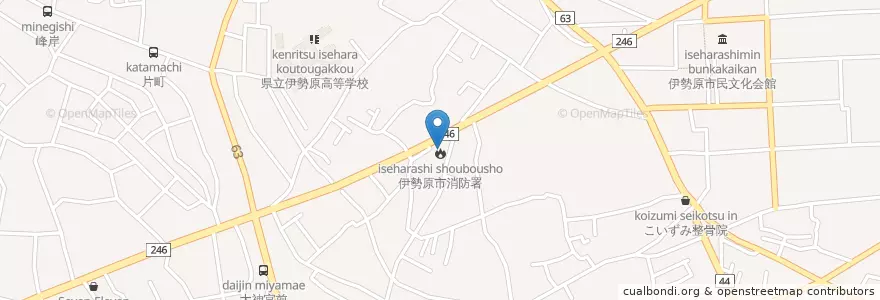 Mapa de ubicacion de 伊勢原市消防本部 en 일본, 가나가와현, 伊勢原市.