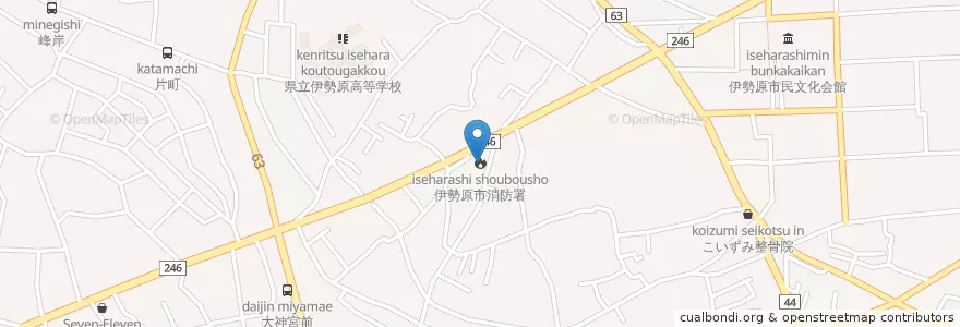Mapa de ubicacion de 伊勢原市消防署 en Japón, Prefectura De Kanagawa, 伊勢原市.