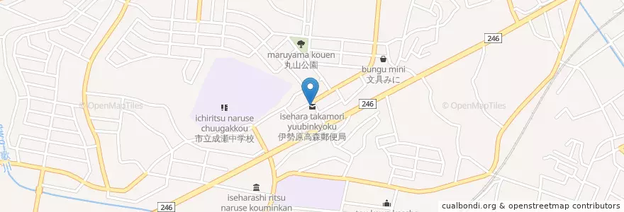 Mapa de ubicacion de 伊勢原高森郵便局 en 日本, 神奈川県, 伊勢原市.
