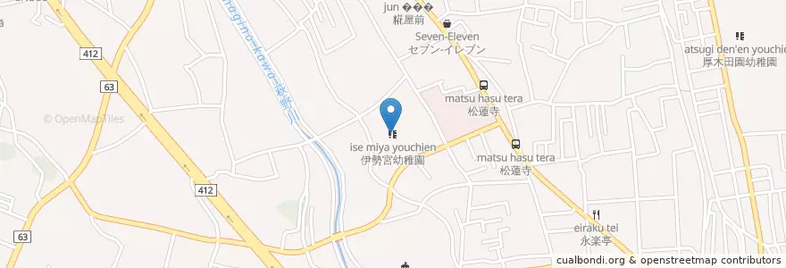 Mapa de ubicacion de 伊勢宮幼稚園 en Japan, 神奈川県, 厚木市.