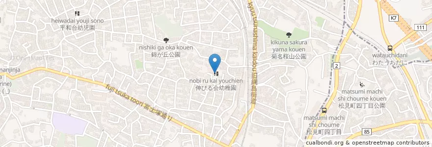 Mapa de ubicacion de 伸びる会幼稚園 en 日本, 神奈川県, 横浜市, 港北区.