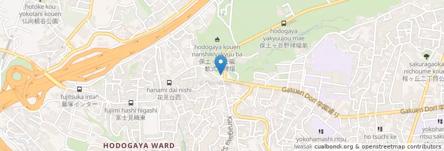 Mapa de ubicacion de 保土ヶ谷警察署花見台交番 en Japan, 神奈川県, Yokohama, 保土ヶ谷区.