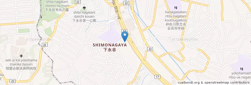 Mapa de ubicacion de 健生会朝倉病院 en 일본, 가나가와현, 요코하마시, 港南区.