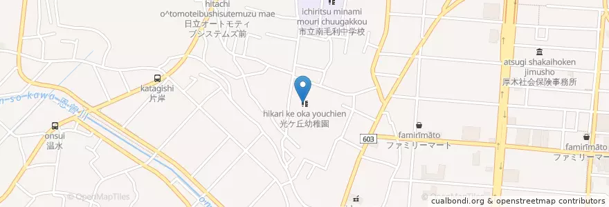Mapa de ubicacion de 光ケ丘幼稚園 en 일본, 가나가와현, 厚木市.