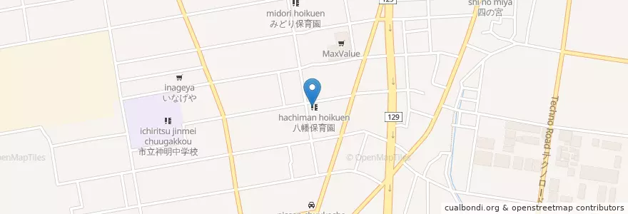 Mapa de ubicacion de 八幡保育園 en Jepun, 神奈川県, 平塚市.