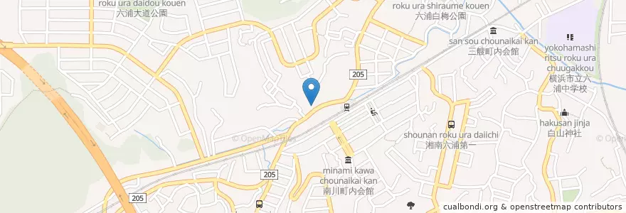 Mapa de ubicacion de 六浦駅前郵便局 en Japan, Kanagawa Prefecture, Yokohama, Kanazawa Ward.