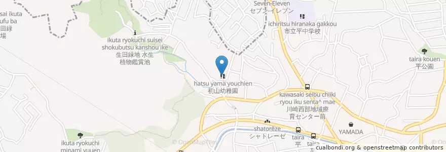 Mapa de ubicacion de 初山幼稚園 en 日本, 神奈川縣, 川崎市, 宮前区.
