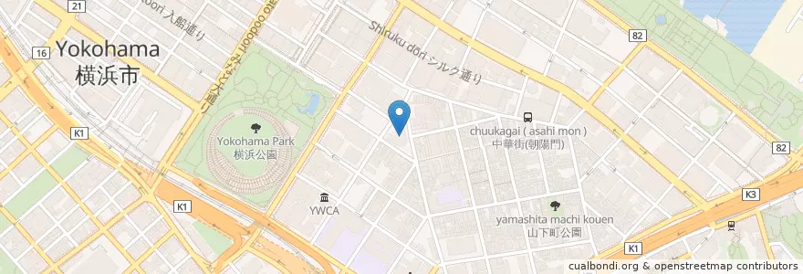 Mapa de ubicacion de 加賀町警察署 en 日本, 神奈川県, 横浜市, 中区.