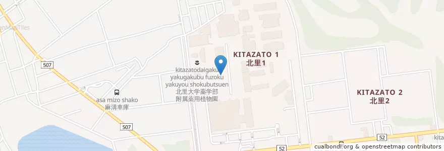 Mapa de ubicacion de 北里大学（医学部） en 日本, 神奈川県, 相模原市, 南区.