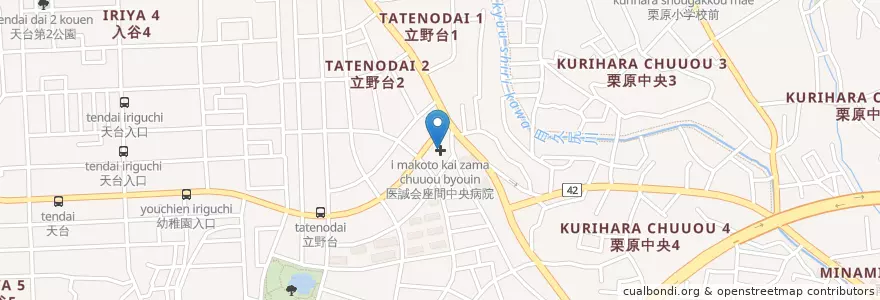 Mapa de ubicacion de 医誠会座間中央病院 en Japonya, 神奈川県, 座間市.