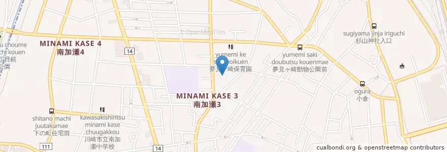 Mapa de ubicacion de 南加瀬保育園 en Japón, Prefectura De Kanagawa, Kawasaki, 幸区.