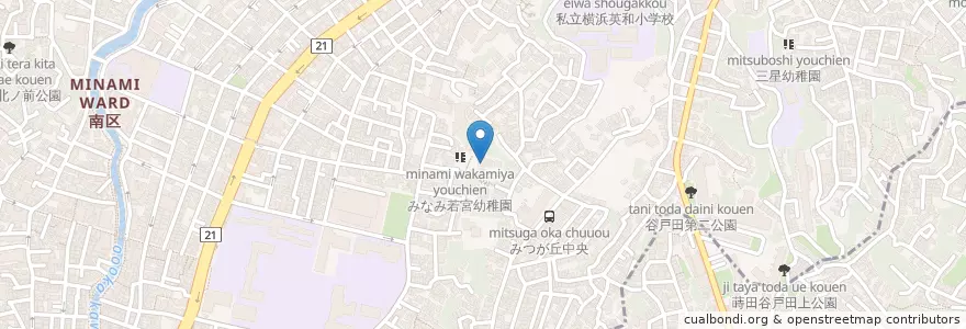 Mapa de ubicacion de 南若宮幼稚園 en اليابان, كاناغاوا, 横浜市, 南区.