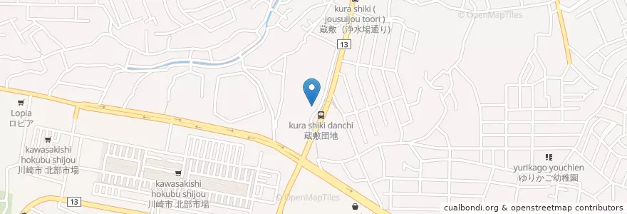 Mapa de ubicacion de 南菅生保育園 en اليابان, كاناغاوا, 川崎市, 宮前区.