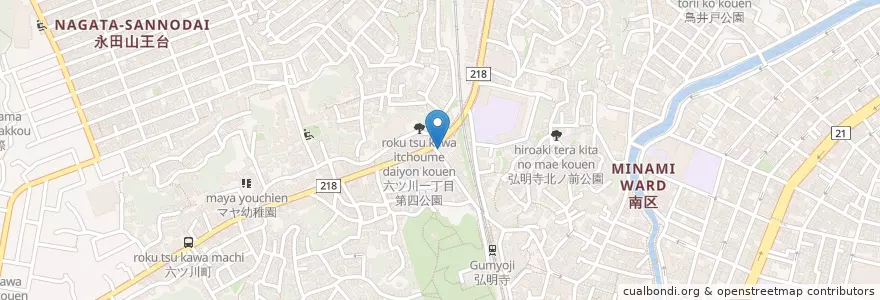 Mapa de ubicacion de 南警察署六ッ川交番 en ژاپن, 神奈川県, 横浜市, 南区.