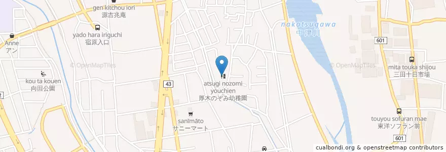 Mapa de ubicacion de 厚木のぞみ幼稚園 en 日本, 神奈川縣, 厚木市.