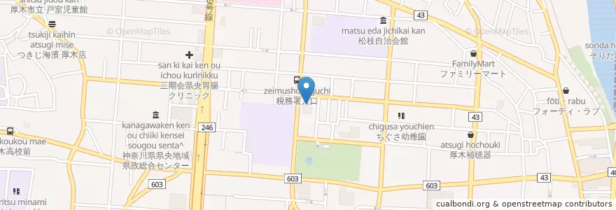 Mapa de ubicacion de 厚木市消防本部 en اليابان, كاناغاوا, 厚木市.