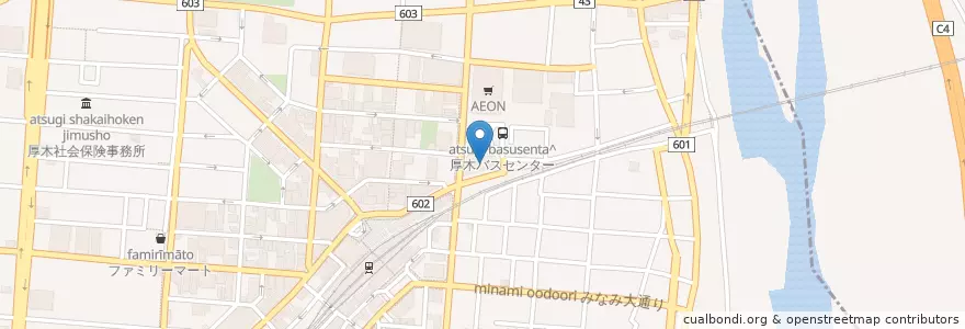 Mapa de ubicacion de 厚木市立中央図書館 en 日本, 神奈川縣, 厚木市.