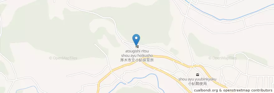 Mapa de ubicacion de 厚木市立小鮎保育所 en Япония, Канагава, Ацуги.