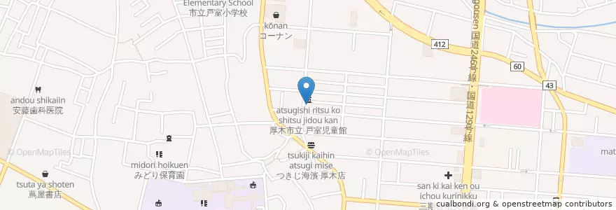 Mapa de ubicacion de 厚木市立 戸室児童館 en ژاپن, 神奈川県, 厚木市.