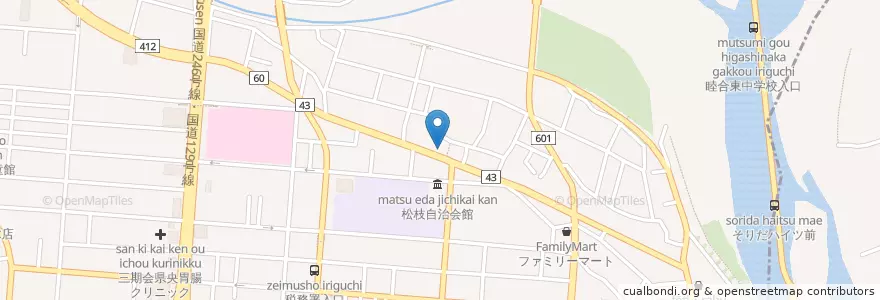 Mapa de ubicacion de 厚木松枝町郵便局 en 일본, 가나가와현, 厚木市.