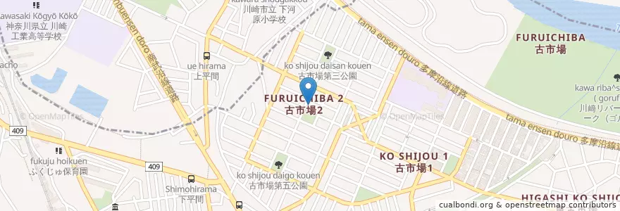 Mapa de ubicacion de 古市場保育園 en Japón, Prefectura De Kanagawa, Kawasaki, 幸区.