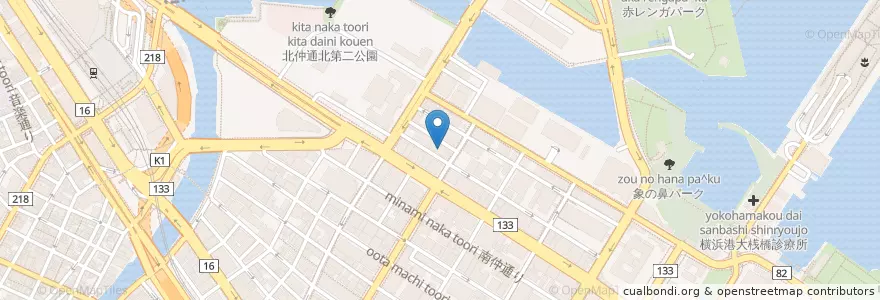 Mapa de ubicacion de 商工組合中央金庫横浜支店 en ژاپن, 神奈川県, 横浜市, 中区.
