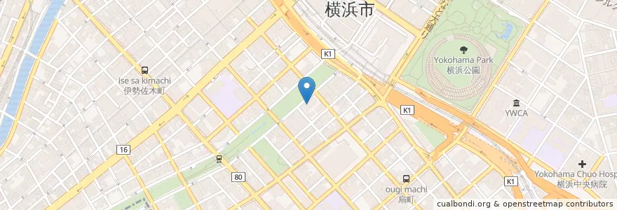 Mapa de ubicacion de 回生会ふれあい横浜ホスピタル en 일본, 가나가와현, 요코하마시, 中区.