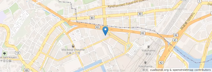 Mapa de ubicacion de 国民生活金融公庫横浜西口支店 en Japan, 神奈川県, Yokohama, 西区, 神奈川区.