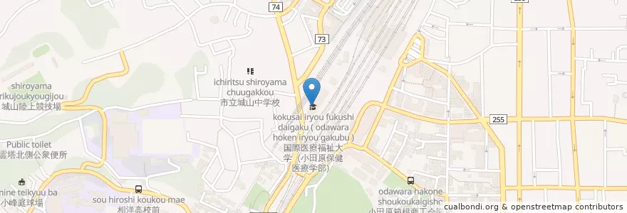 Mapa de ubicacion de 国際医療福祉大学（小田原保健医療学部） en Japan, Präfektur Kanagawa, 小田原市.