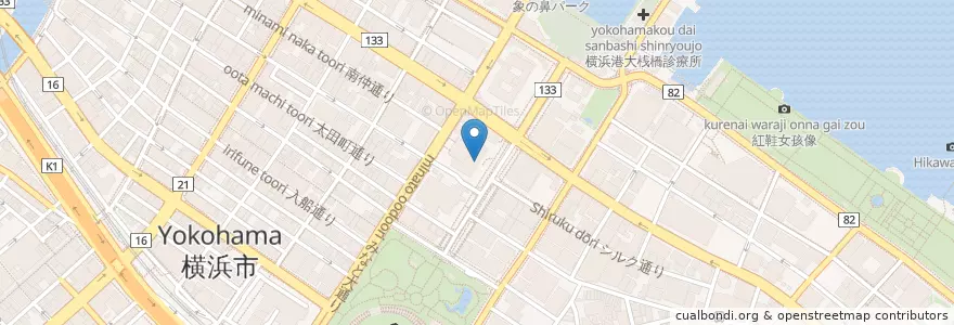 Mapa de ubicacion de 地方公務員災害補償基金神奈川県支部 en Giappone, Prefettura Di Kanagawa, 横浜市, 中区.