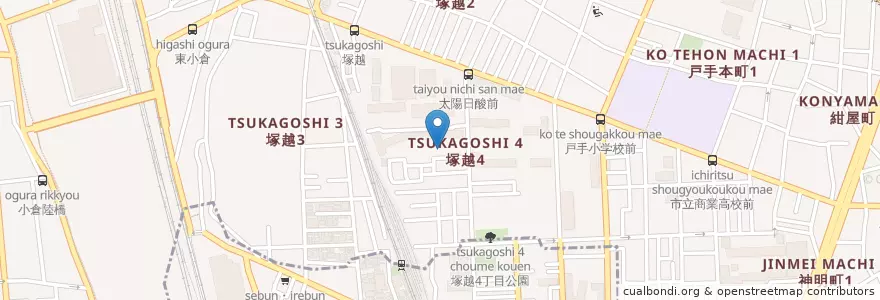 Mapa de ubicacion de 塚越保育園 en Japonya, 神奈川県, 川崎市, 幸区.