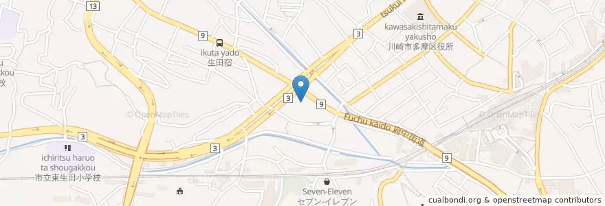 Mapa de ubicacion de 多摩警察署 en Japan, Kanagawa Prefecture, Kawasaki, Tama Ward.