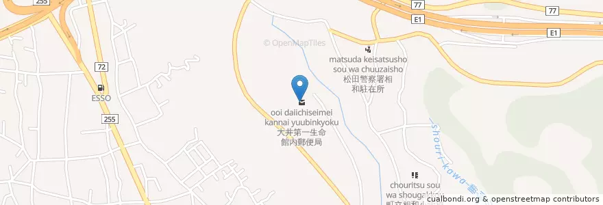Mapa de ubicacion de 大井第一生命館内郵便局 en 日本, 神奈川県, 足柄上郡, 大井町.