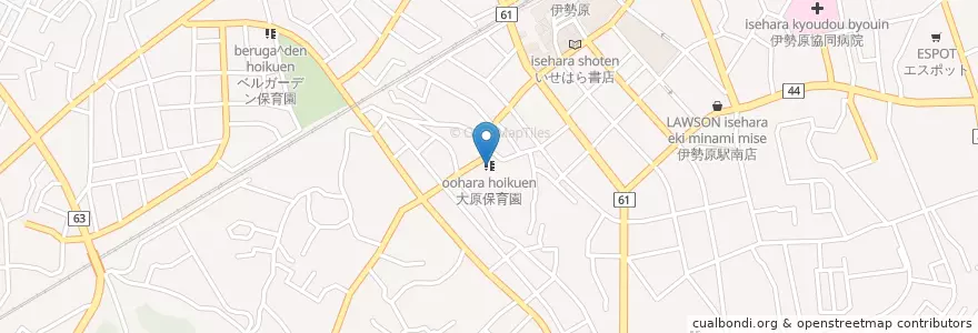 Mapa de ubicacion de 大原保育園 en Japan, 神奈川県, 伊勢原市.