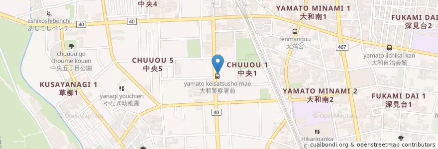 Mapa de ubicacion de 大和中央一郵便局 en 日本, 神奈川県, 大和市.