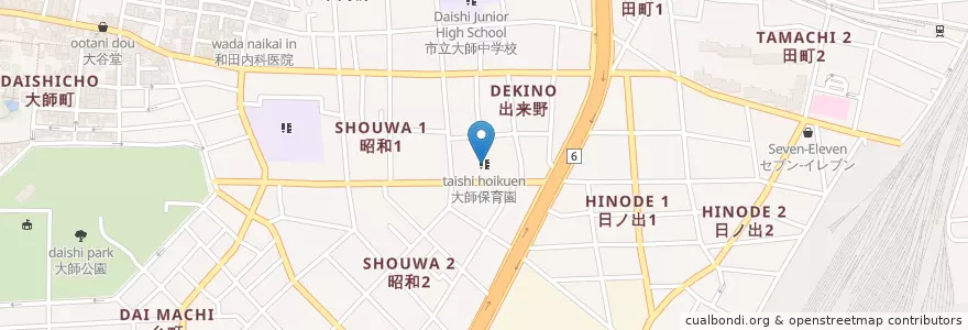 Mapa de ubicacion de 大師保育園 en 日本, 神奈川県, 川崎市, 川崎区.