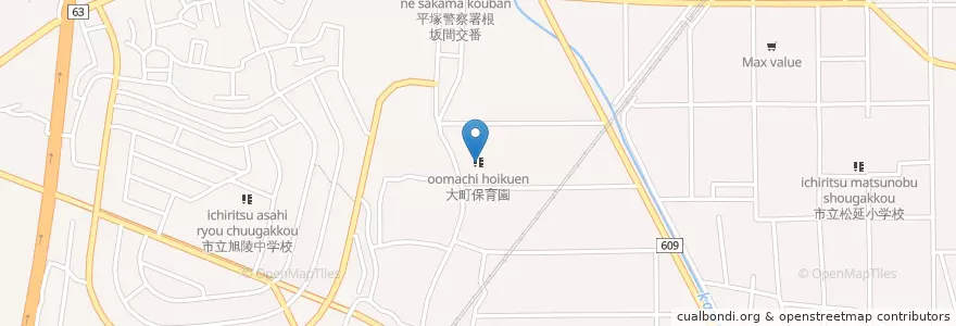 Mapa de ubicacion de 大町保育園 en 日本, 神奈川県, 平塚市.